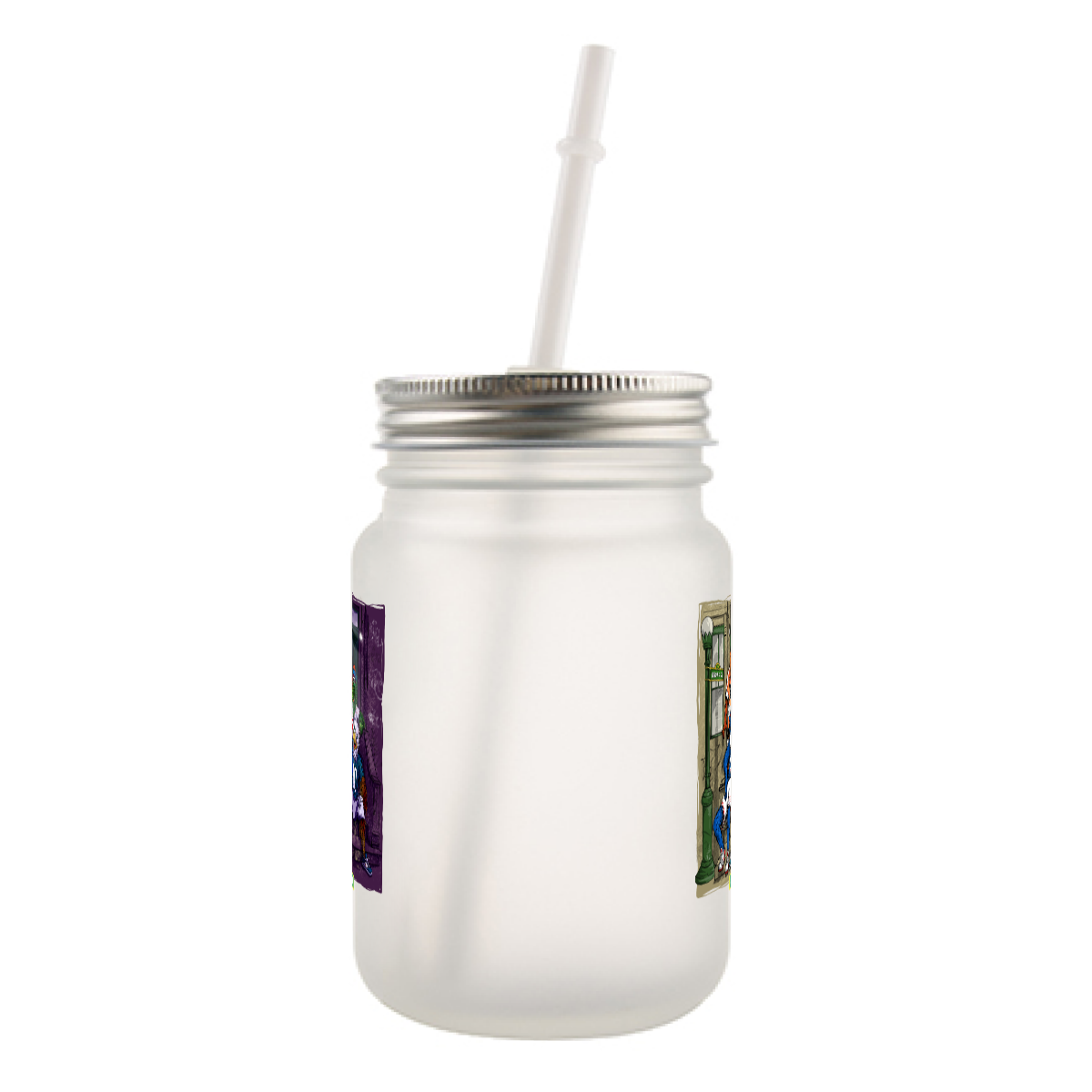 Sunny Dayz Frosted glass mason jar with handle