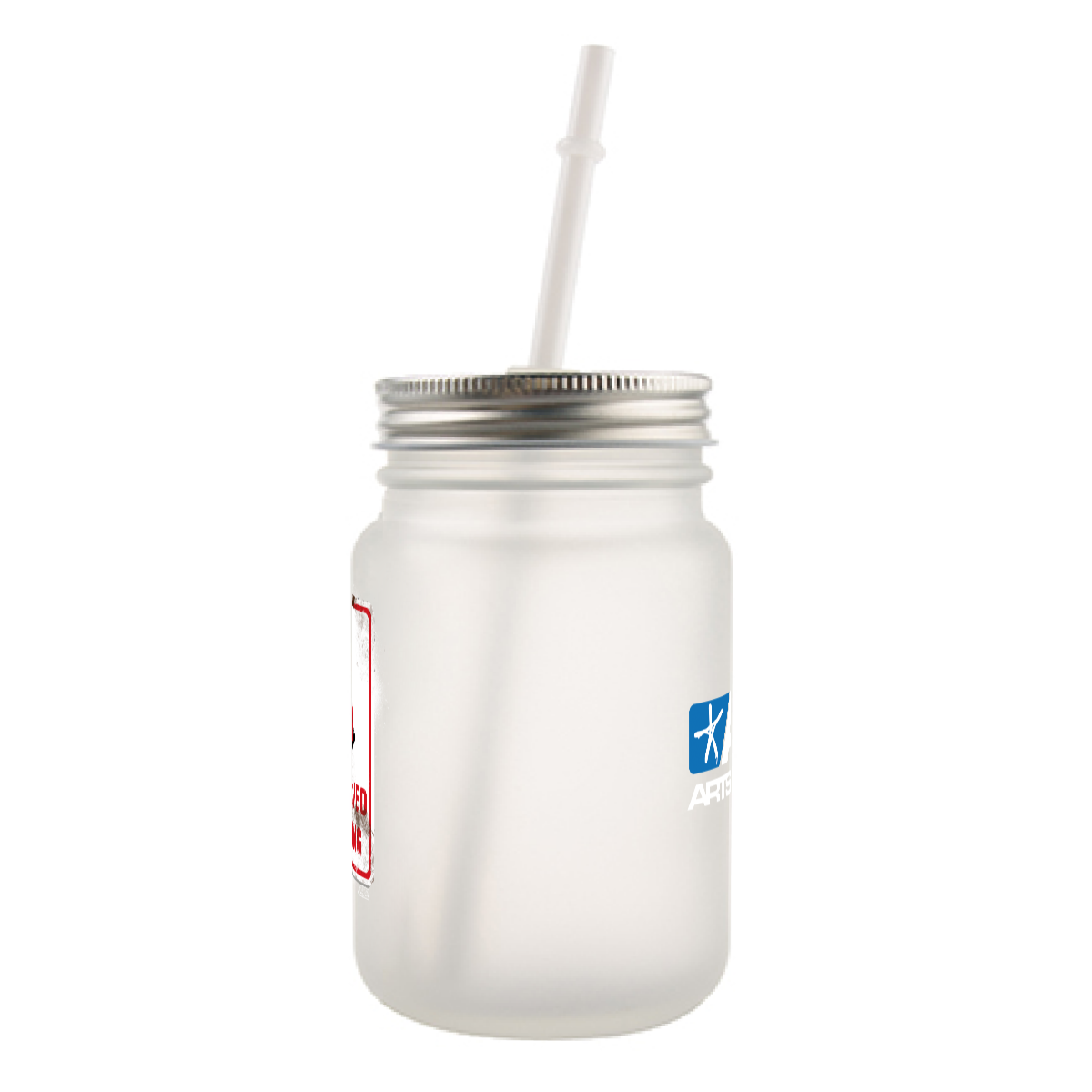 Reserved Parking Frosted glass mason jar with handle