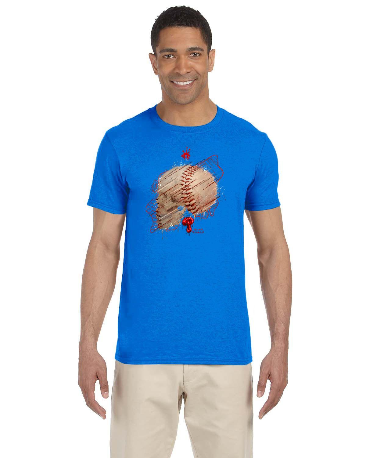 Philly Baseball Skull Red Tee (Gildan Adult Softstyle 7.5 oz./lin. yd. T-Shirt | G640)