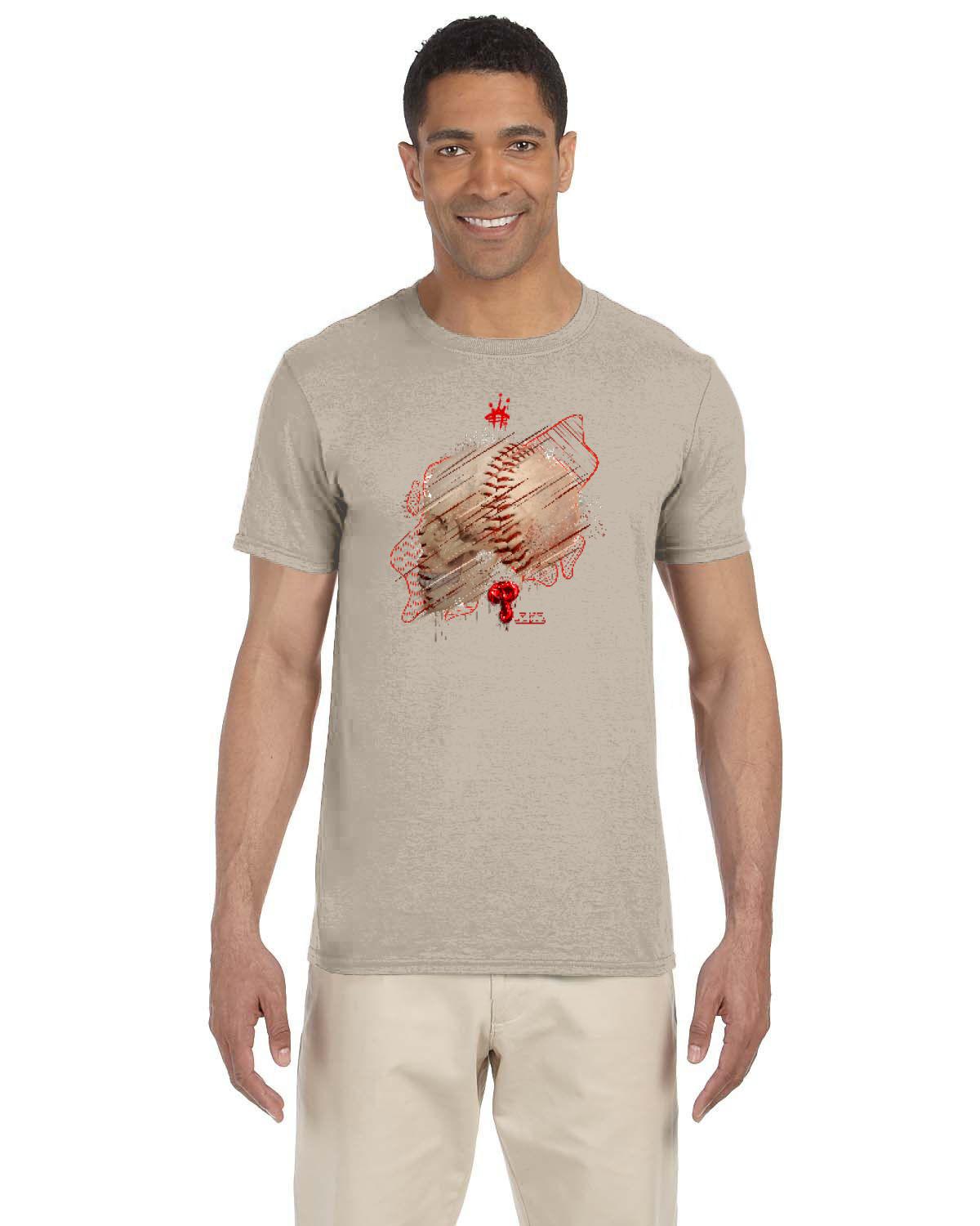 Philly Baseball Skull Red Tee (Gildan Adult Softstyle 7.5 oz./lin. yd. T-Shirt | G640)