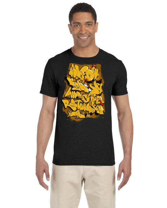 Funky Alphabet Gold Gildan Adult Softstyle 7.5 oz./lin. yd. T-Shirt | G640
