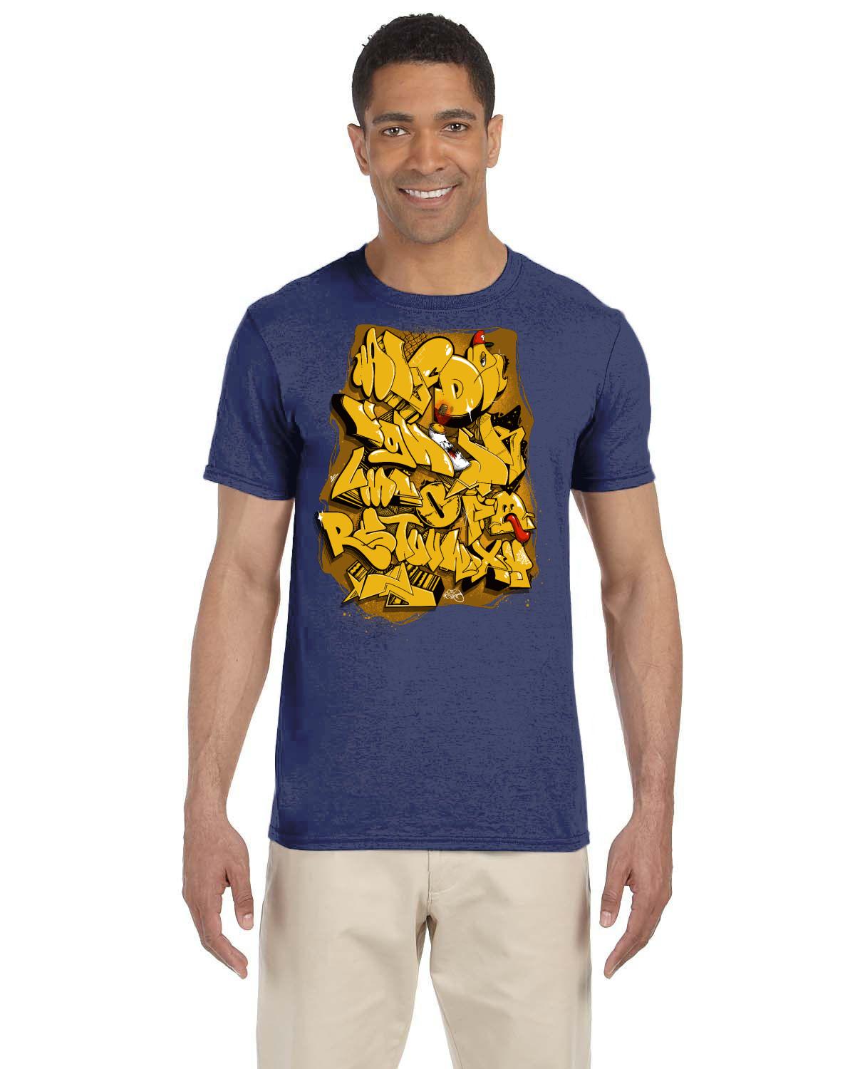 Funky Alphabet Gold Gildan Adult Softstyle 7.5 oz./lin. yd. T-Shirt | G640