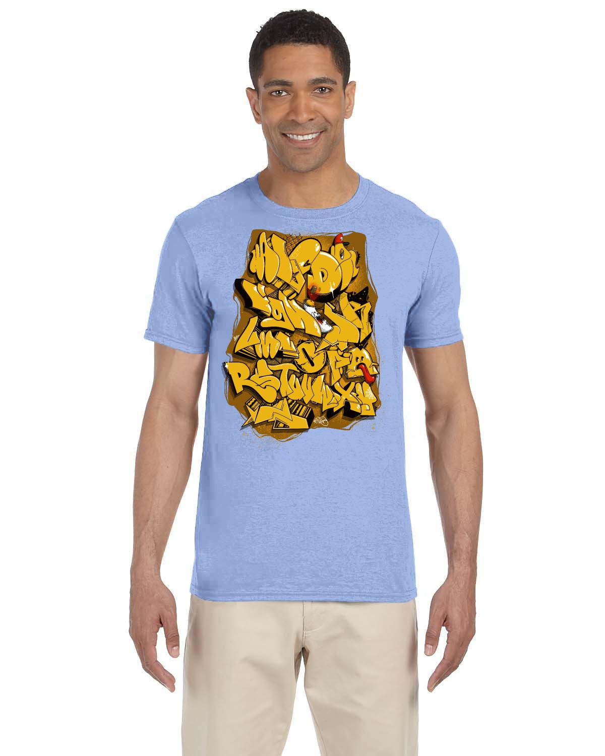 Funky Alphabet Gold Gildan Adult Softstyle 7.5 oz./lin. yd. T-Shirt | G640