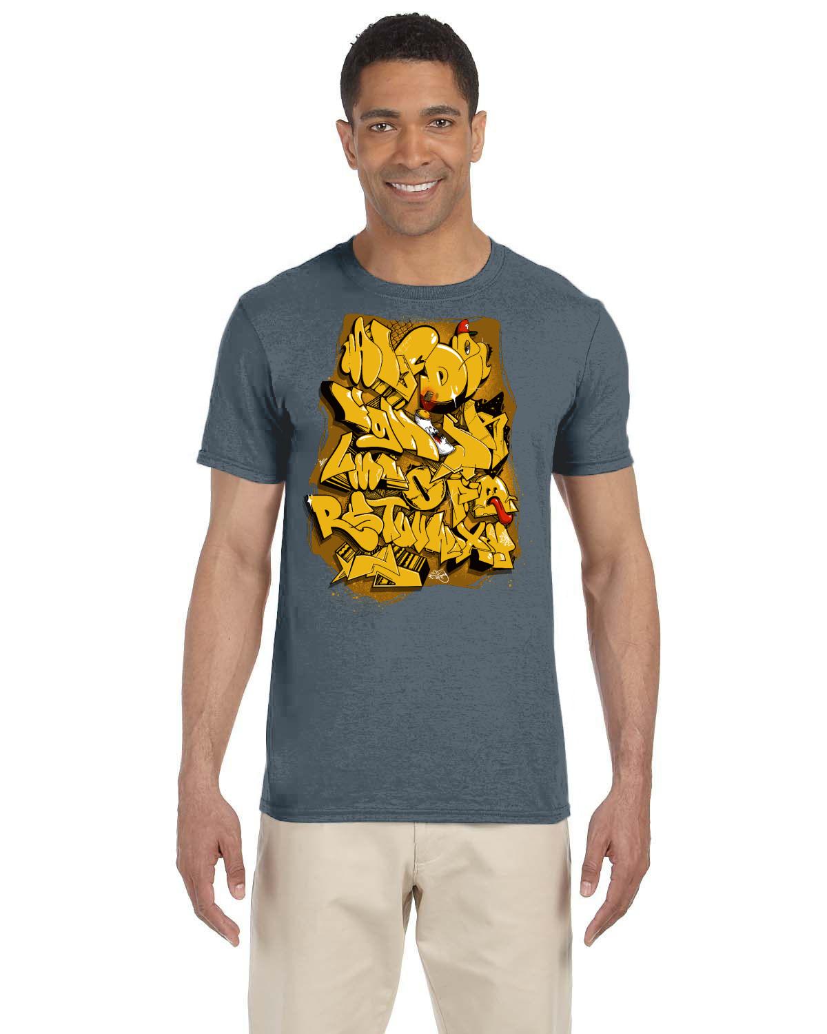 Funky Alphabet Gold Gildan Adult Softstyle 7.5 oz./lin. yd. T-Shirt | G640