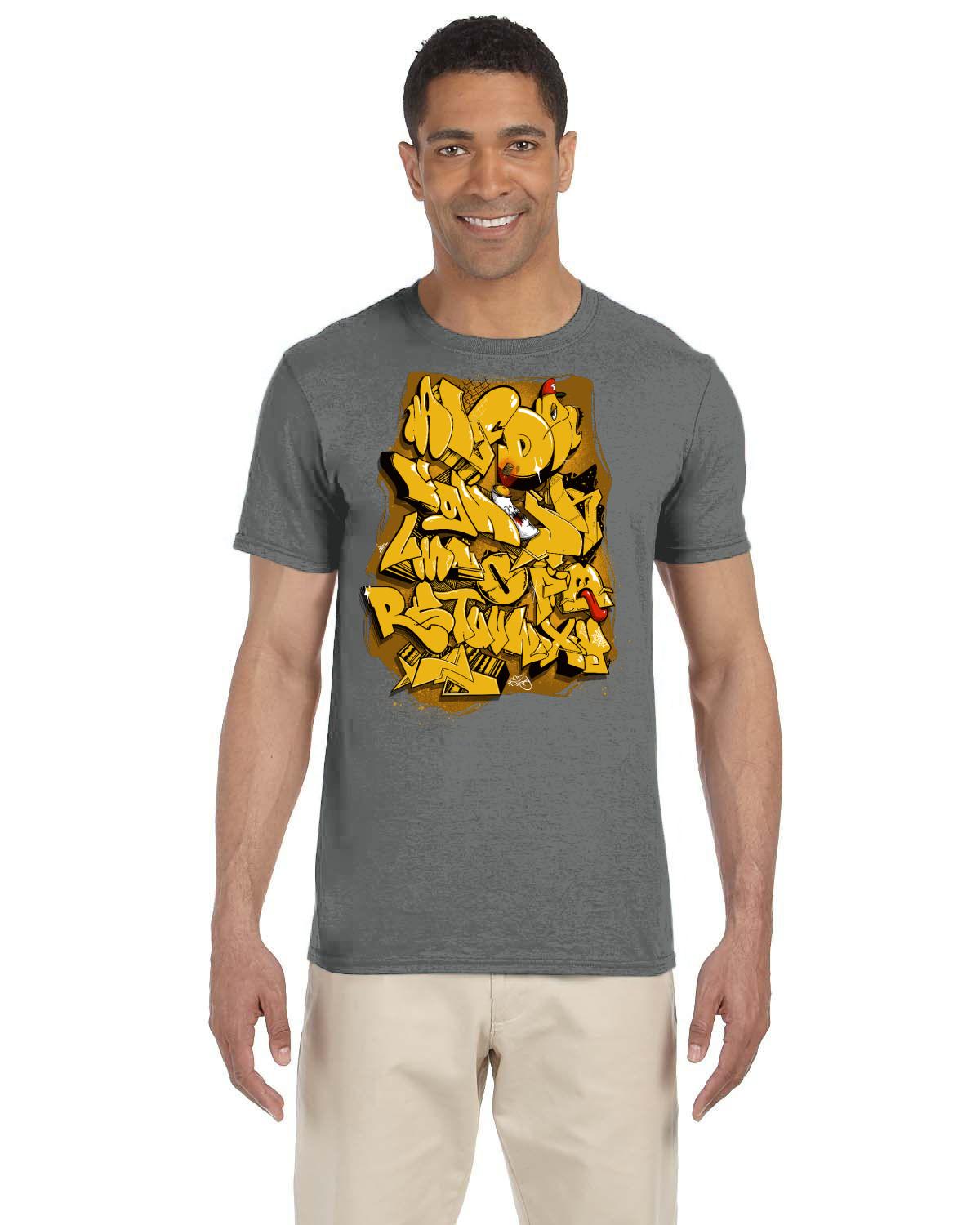 Funky Alphabet Gold Gildan Adult Softstyle 7.5 oz./lin. yd. T-Shirt | G640